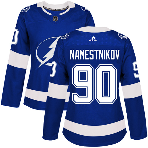 Adidas Tampa Bay Lightning 90 Vladislav Namestnikov Blue Home Authentic Women Stitched NHL Jersey